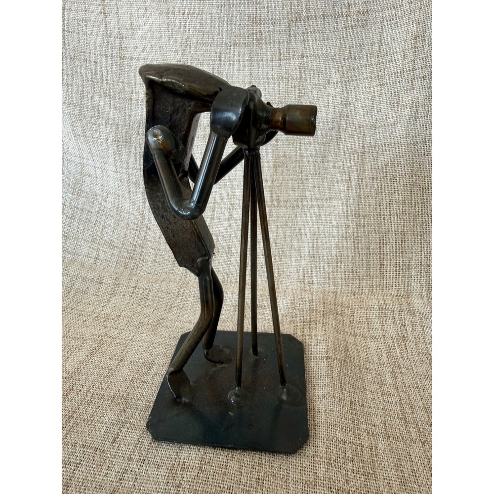 Roland Metal Art Photographer Tripod Sculpture Excellent Railroad Spike USA
